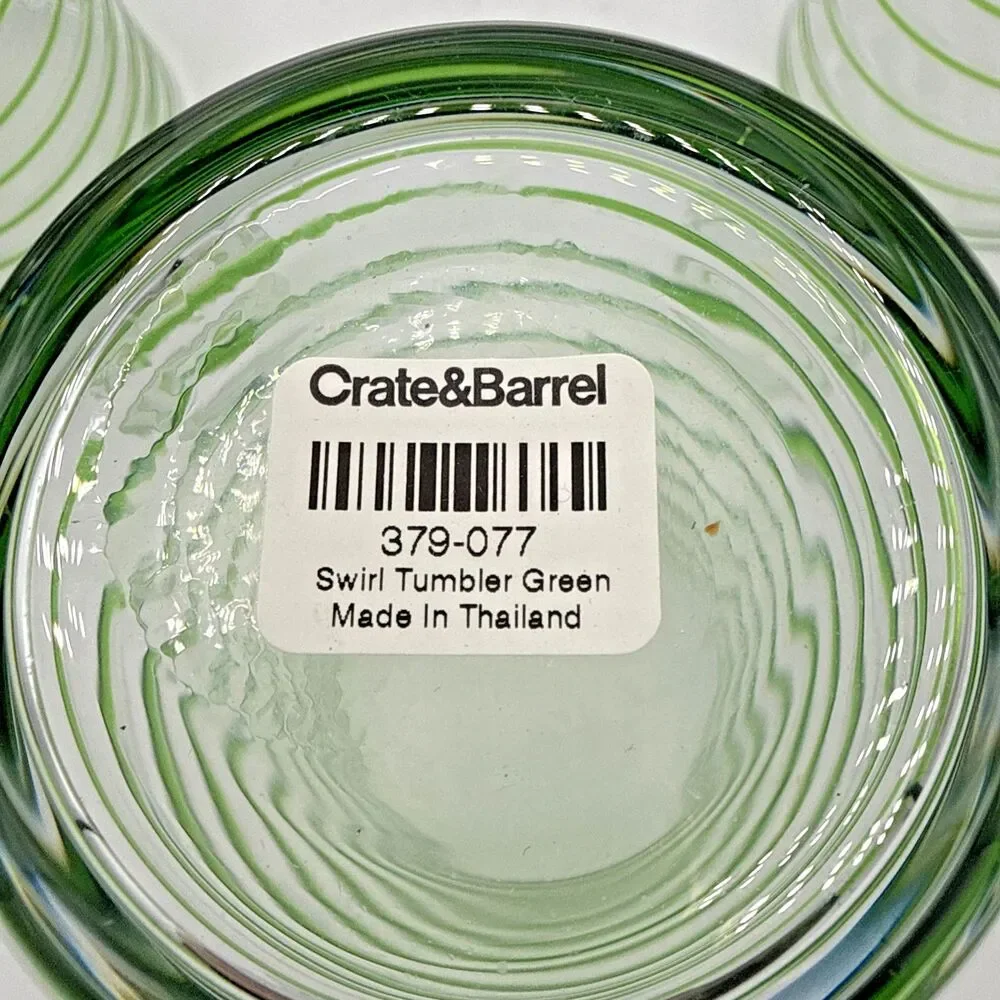 Crate & Barrel Green Swirl Tumblers Set Of 3 20 Oz New 379-077 Holiday